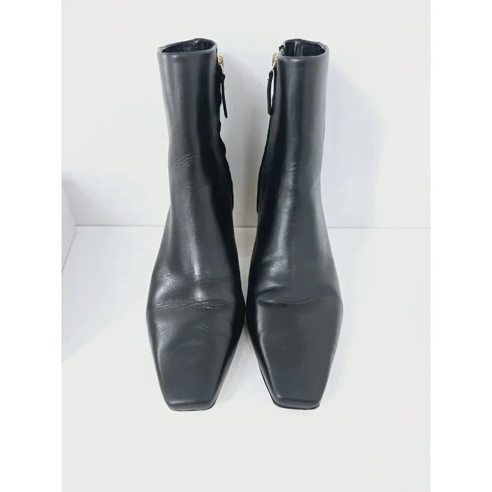 Cult Gaia Mari Black Leather Pointed Square Toe Bootie Knob Ankle Boots 40 10 - Picture 5 of 12